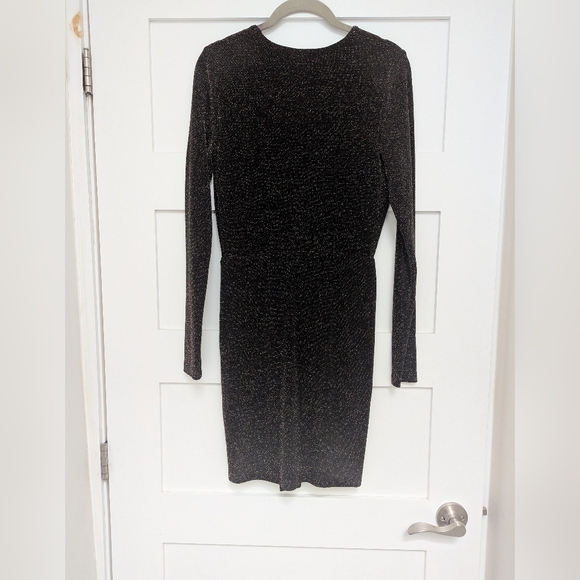 Dark Gold Shimmer Black and Gold Cocktail Dress - Picture 6 of 6
